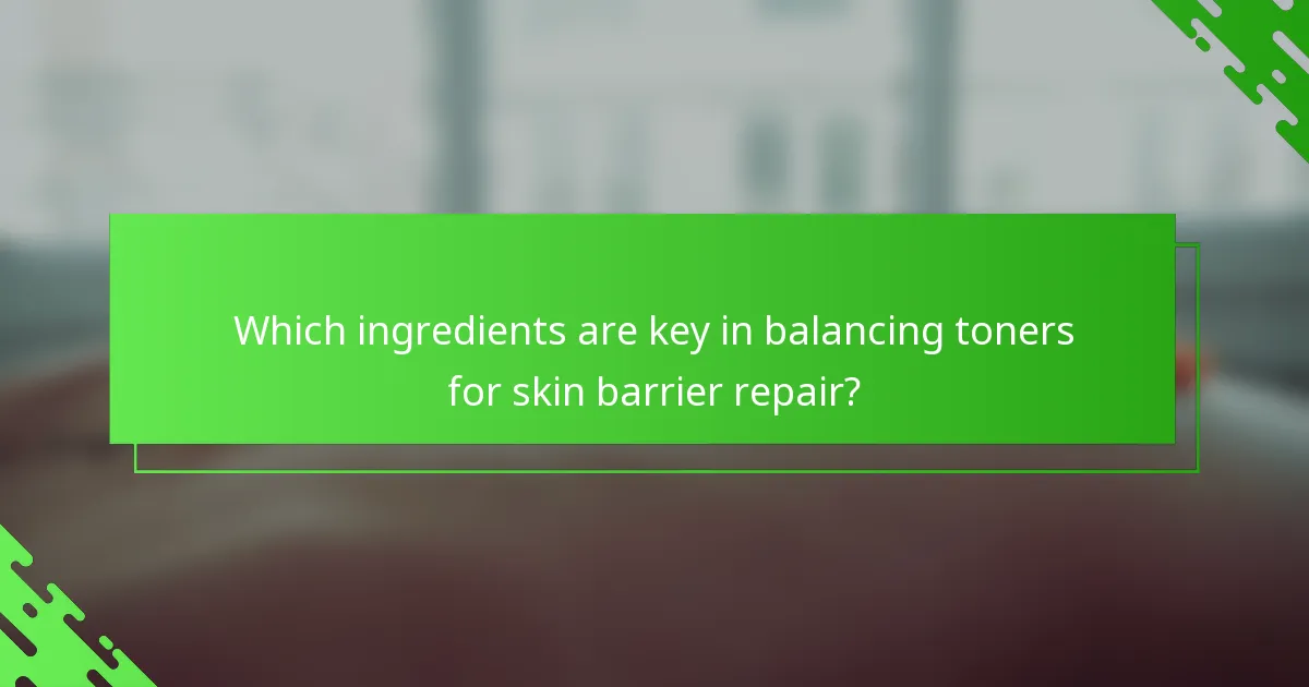 Which ingredients are key in balancing toners for skin barrier repair?